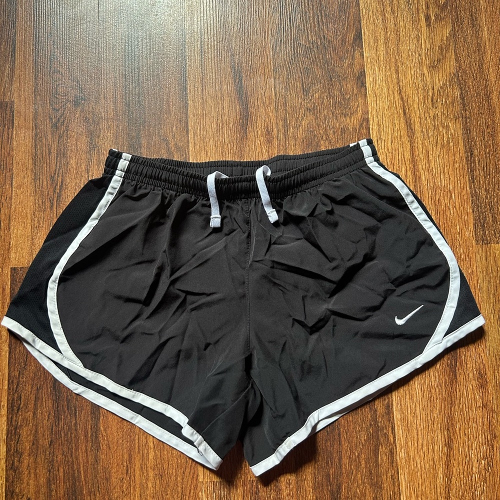 Nike Women's Black and White Athletic Shorts